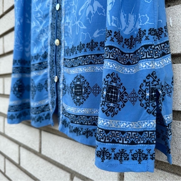 J. Jill Tunic Sleeveless Tank Button Front Loose Flowy Blue Print - Picture 5 of 10